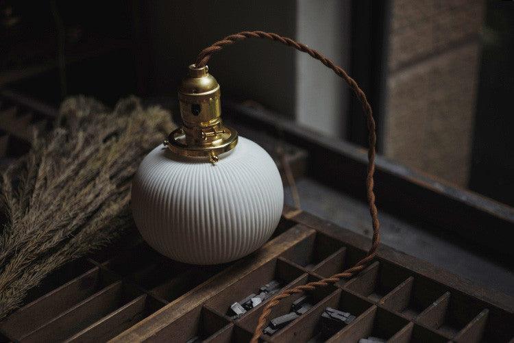 Sjöborre Art Deco White Glass Shade Brass Fitting Pendant Light - DWHOME
