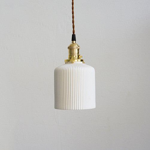 Sjöborre Art Deco White Glass Shade Brass Fitting Pendant Light - DWHOME