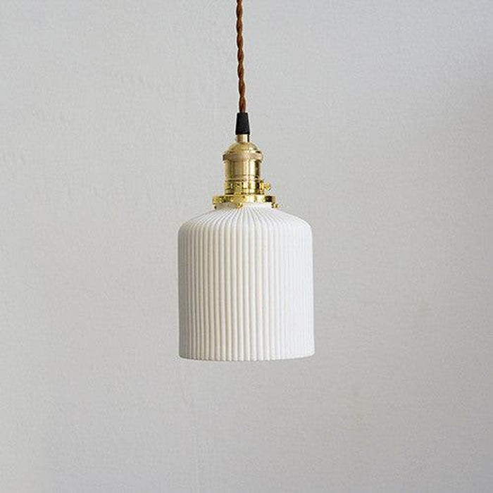 Sjöborre Art Deco White Glass Shade Brass Fitting Pendant Light-DWHOME