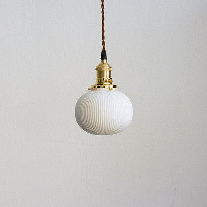 Sjöborre Art Deco White Glass Shade Brass Fitting Pendant Light-DWHOME