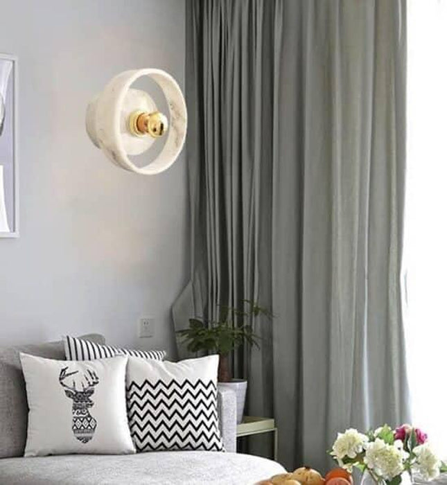 ÁSLAUG Marble Ring Wall Lamp-DWHOME