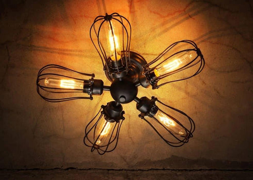 BARBRO Five Leaflet Uranium Ceiling Fan Lamp - DWHOME