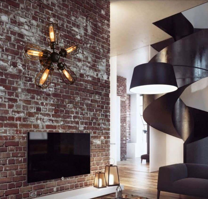 BARBRO Five Leaflet Uranium Ceiling Fan Lamp - DWHOME