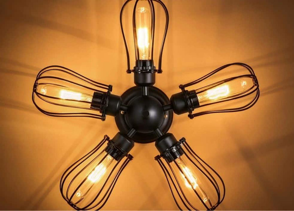 BARBRO Five Leaflet Uranium Ceiling Fan Lamp - DWHOME