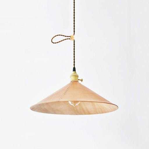 Baxter Leather Cone Shade Brass Fitting Pendant Light-DWHOME