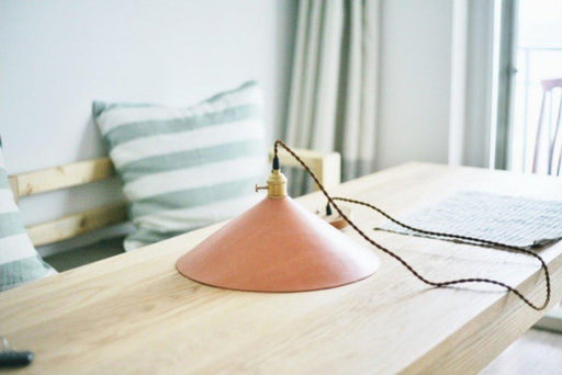 Baxter Leather Cone Shade Brass Fitting Pendant Light-DWHOME