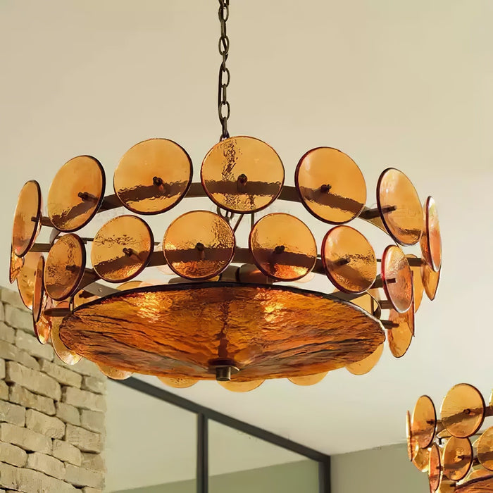 Solaris Disc Murano Chandelier-DWHOME