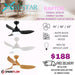 Bestar Raptor ceiling fan with light 33/38/48 inch dc motor with 3 tone led light and remote control - DWHOME