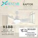 Bestar Raptor ceiling fan with light 33/38/48 inch dc motor with 3 tone led light and remote control - DWHOME