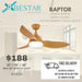 Bestar Raptor ceiling fan with light 33/38/48 inch dc motor with 3 tone led light and remote control - DWHOME