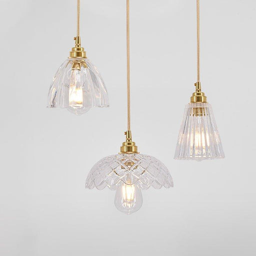 Betty Glass Shade Brass Fitting Art Deco Pendant Light-DWHOME