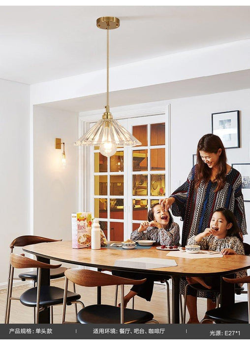 Betty Glass Shade Brass Fitting Art Deco Pendant Light - DWHOME
