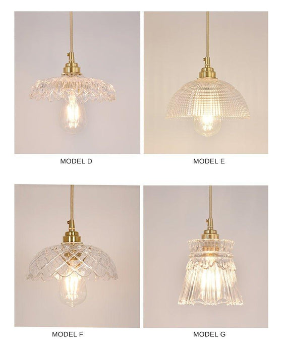 Betty Glass Shade Brass Fitting Art Deco Pendant Light - DWHOME