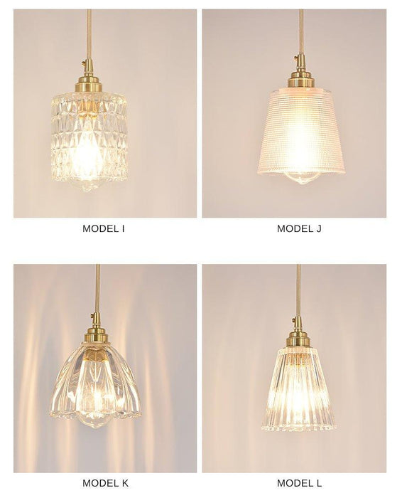 Betty Glass Shade Brass Fitting Art Deco Pendant Light - DWHOME