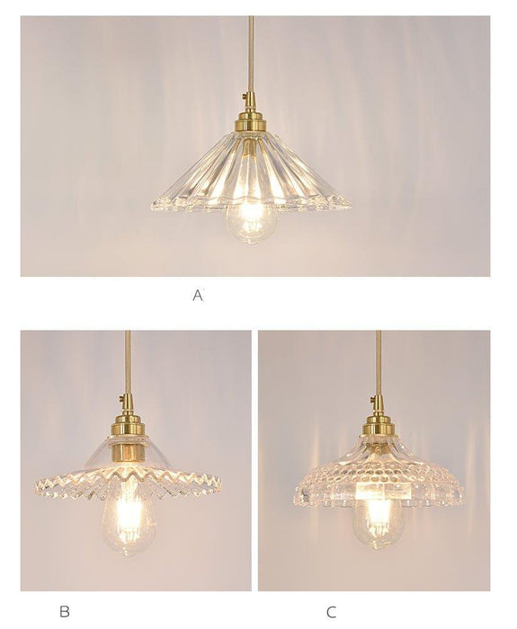 Betty Glass Shade Brass Fitting Art Deco Pendant Light - DWHOME