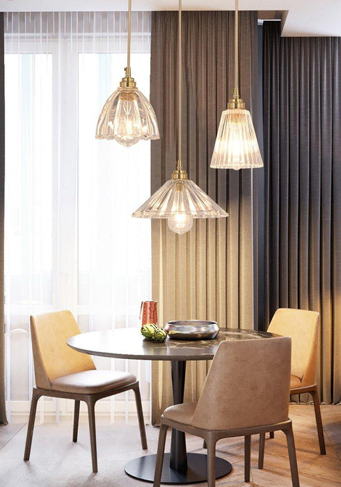 Betty Glass Shade Brass Fitting Art Deco Pendant Light - DWHOME
