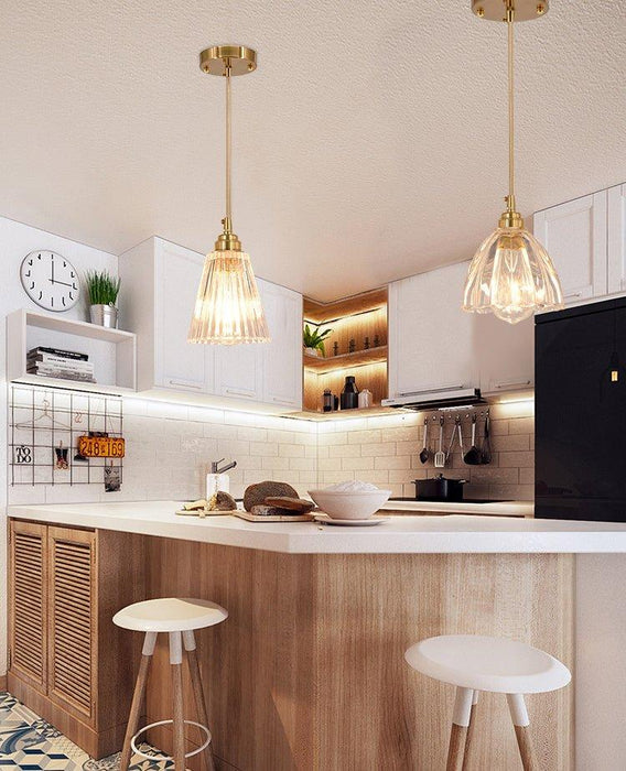 Betty Glass Shade Brass Fitting Art Deco Pendant Light - DWHOME