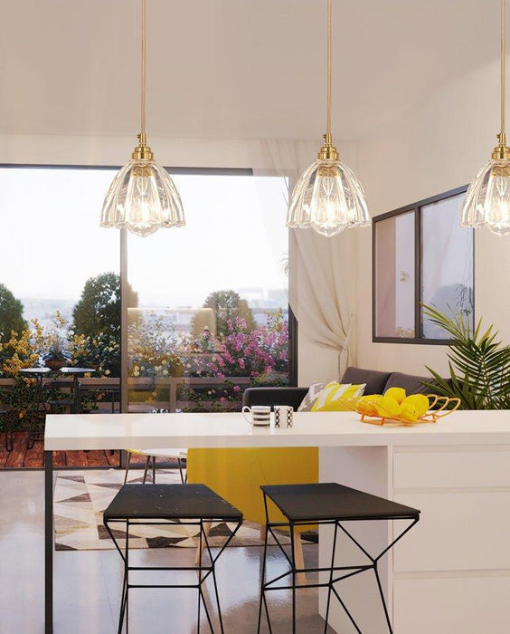 Betty Glass Shade Brass Fitting Art Deco Pendant Light - DWHOME