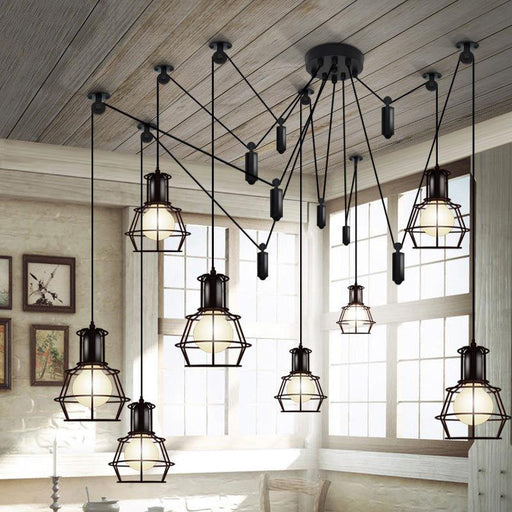 Bingham Caged Bulbs Industrial Pendant Light-DWHOME