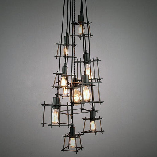 Bismuth Industrial Cube Cluster Pendant Light-DWHOME