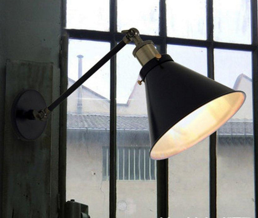 Black Cone Shade Wall Light Sconce (short arm)-DWHOME