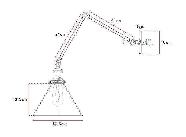Black Cone Shade Wall Light Sconce With Long Arm-DWHOME