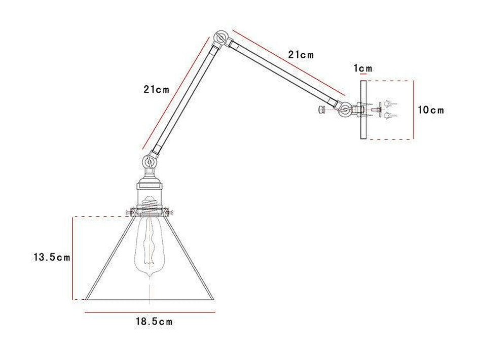 Black Cone Shade Wall Light Sconce With Long Arm-DWHOME