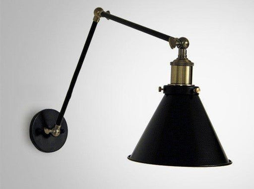 Black Cone Shade Wall Light Sconce With Long Arm-DWHOME
