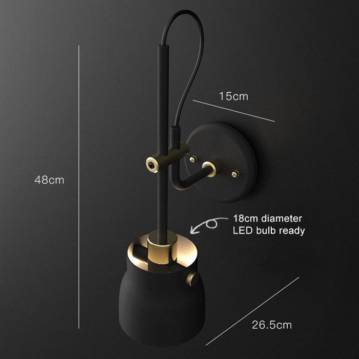 Black Hudson Wall Light - DWHOME