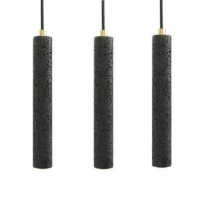 Black Lava A Concrete Minimalist Line Pendant Light - DWHOME
