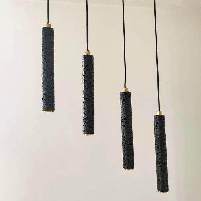 Black Lava A Concrete Minimalist Line Pendant Light - DWHOME