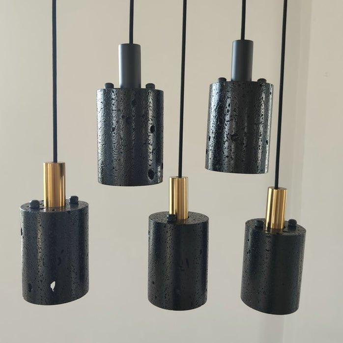 Black Lava B Concrete Minimalist Line Pendant Light - DWHOME