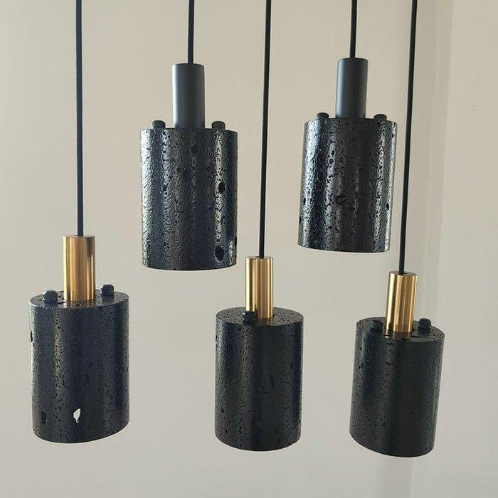 Black Lava B Concrete Minimalist Line Pendant Light-DWHOME