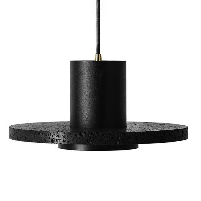 "Pendentif minimaliste en béton de lave noire C DWHOME"