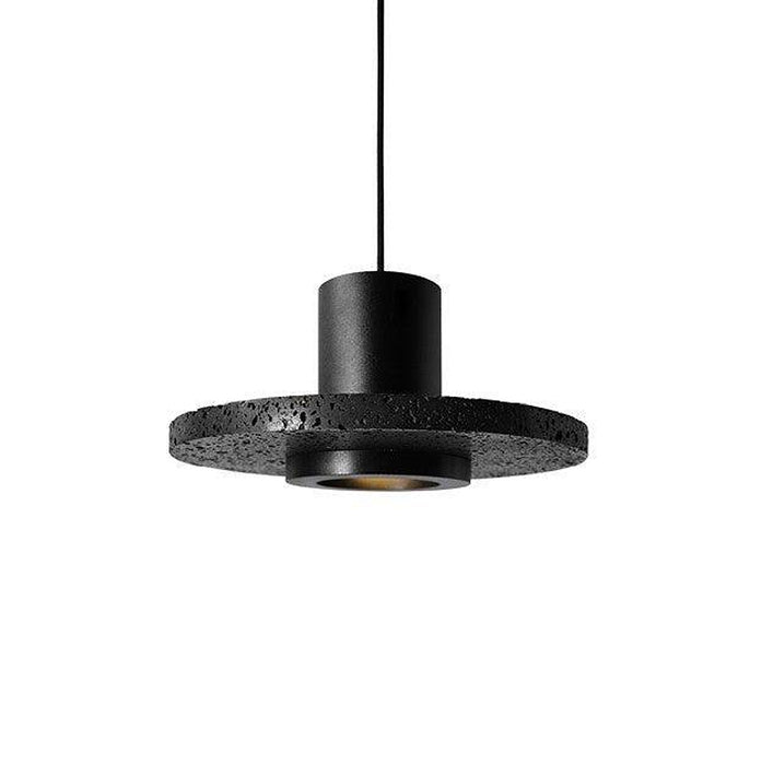 "Pendentif minimaliste en béton de lave noire C DWHOME"