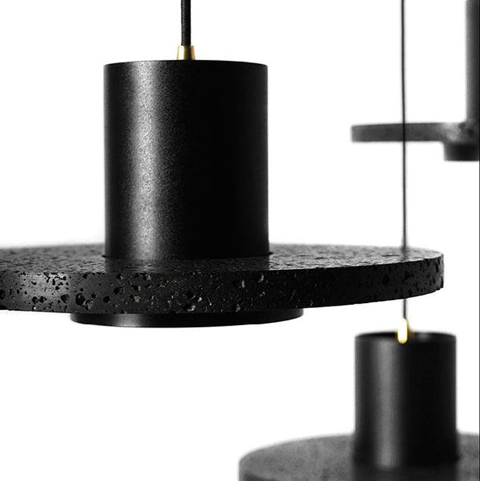 "Pendentif minimaliste en béton de lave noire C DWHOME"