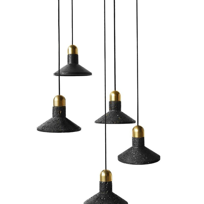 Black Lava D Concrete Minimalist Line Pendant Light - DWHOME