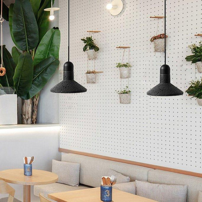 Black Lava D Concrete Minimalist Line Pendant Light-DWHOME