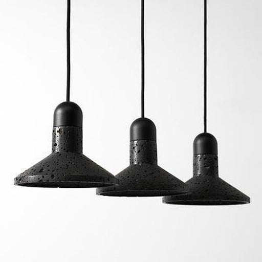 "Plaque de plafond minimaliste en béton noir lave-lumière de ligne-DWHOME"