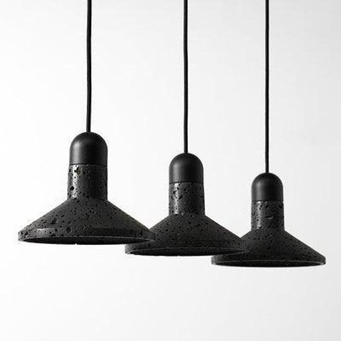 Black Lava D Concrete Minimalist Line Pendant Light-DWHOME