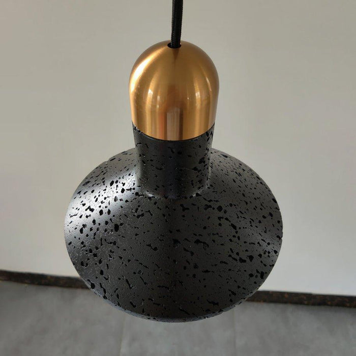 Black Lava D Concrete Minimalist Line Pendant Light - DWHOME