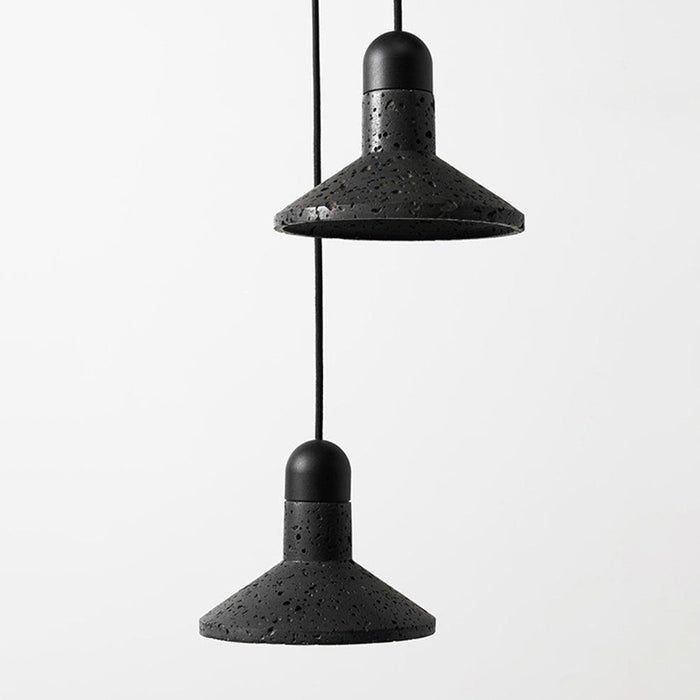 Black Lava D Concrete Minimalist Line Pendant Light - DWHOME
