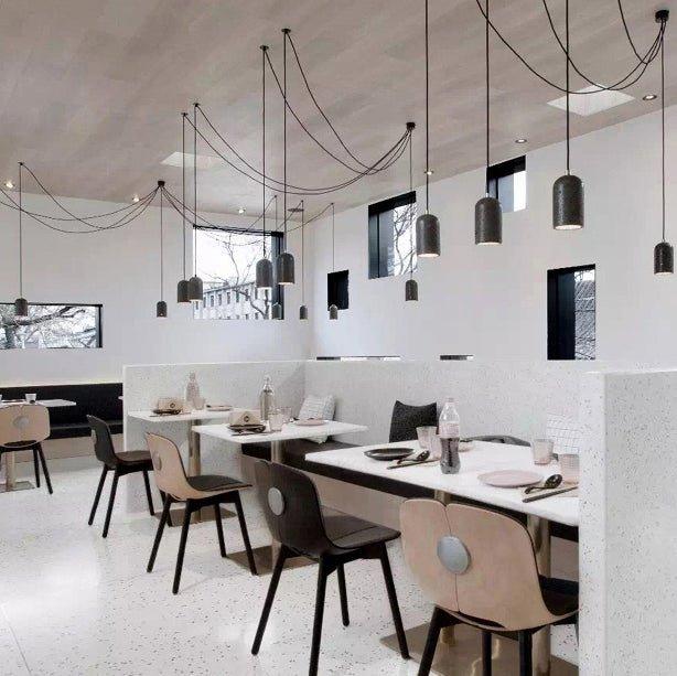 Black Lava E Concrete Minimalist Line Pendant Light - DWHOME