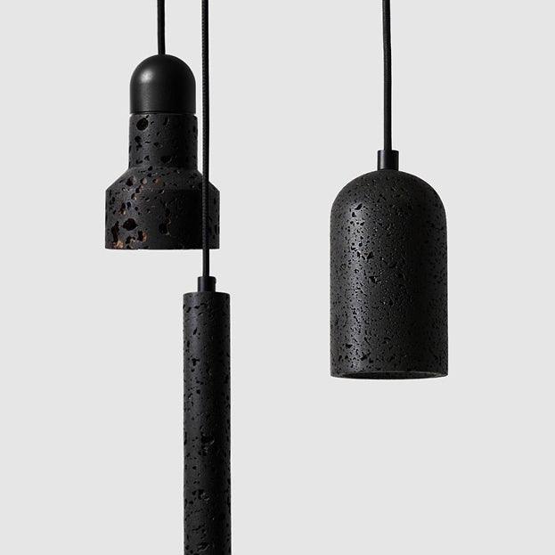 Black Lava E Concrete Minimalist Line Pendant Light - DWHOME