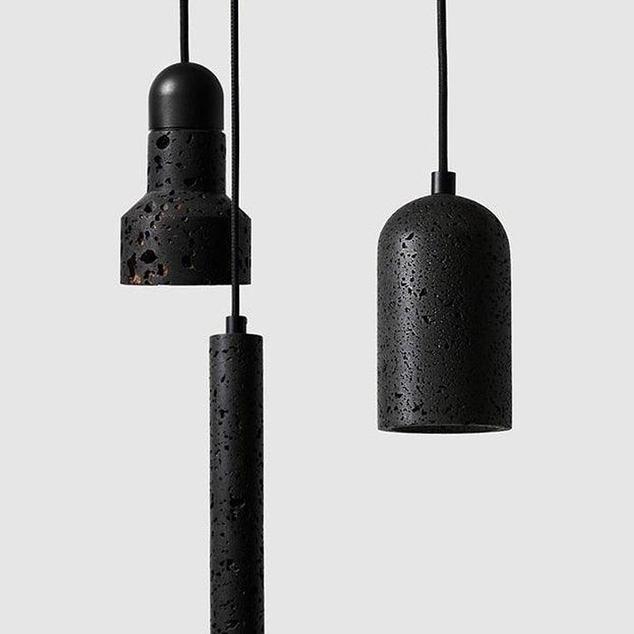 Black Lava E Concrete Minimalist Line Pendant Light-DWHOME