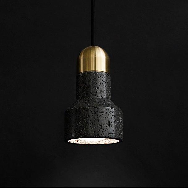 Black Lava F Concrete Minimalist Line Pendant Light - DWHOME