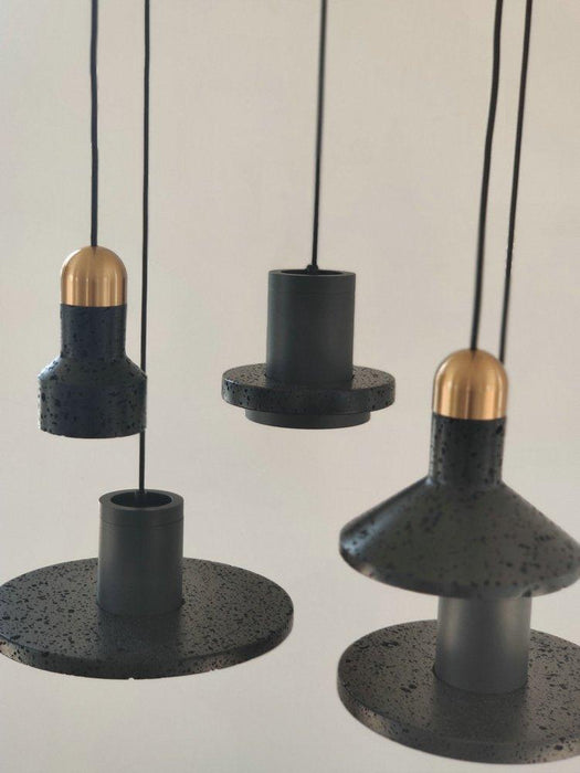 Black Lava F Concrete Minimalist Line Pendant Light - DWHOME