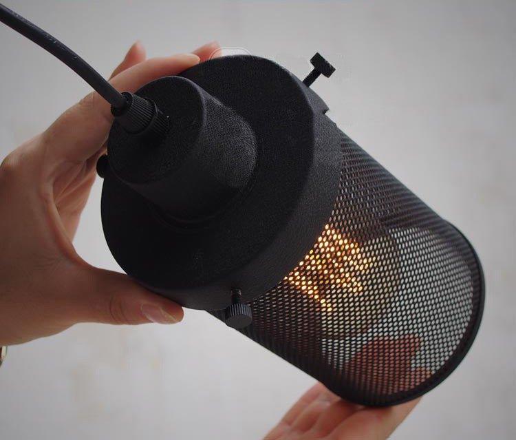 Black Mesh Cylinder Industrial Loft Pendant Light - DWHOME
