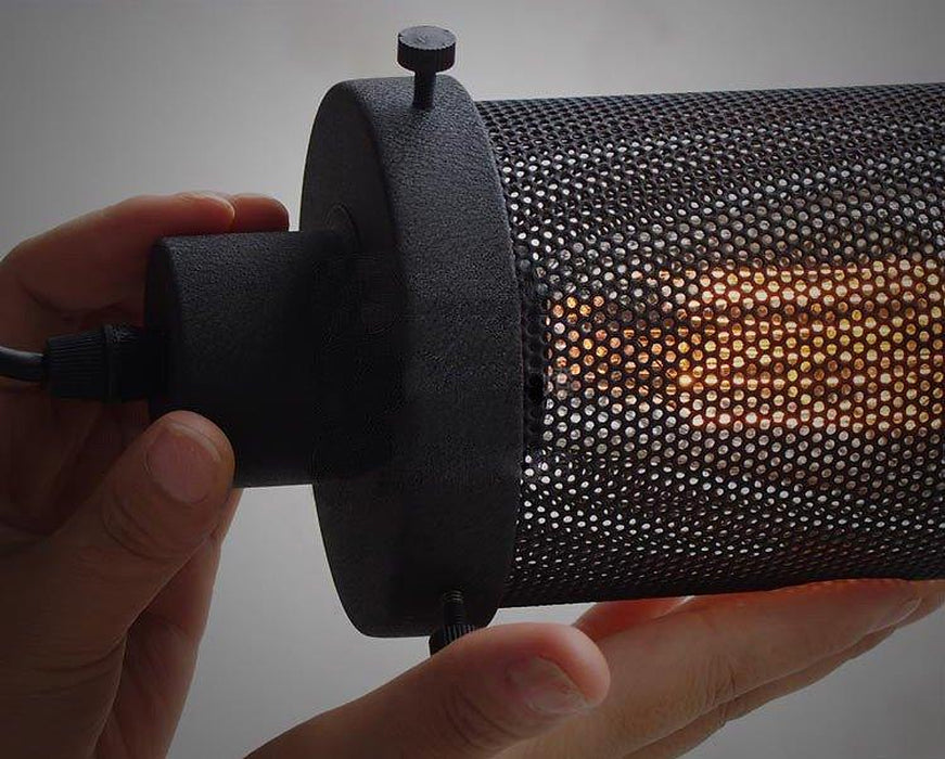 Black Mesh Cylinder Industrial Loft Pendant Light-DWHOME
