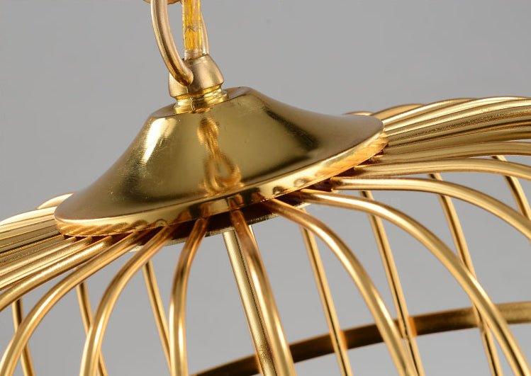 Brass Colour Bird Cage With Black Shade Pendant Light - DWHOME